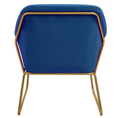Xander Midnight Blue Velvet Accent Chair with Gold Finish Base