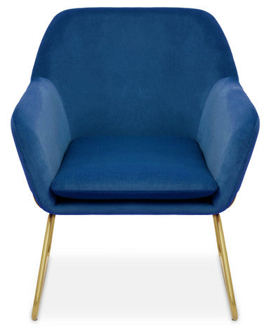 Xander Midnight Blue Velvet Accent Chair with Gold Finish Base