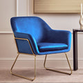 Xander Midnight Blue Velvet Accent Chair with Gold Finish Base