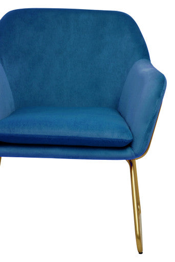 Xander Midnight Blue Velvet Accent Chair with Gold Finish Base