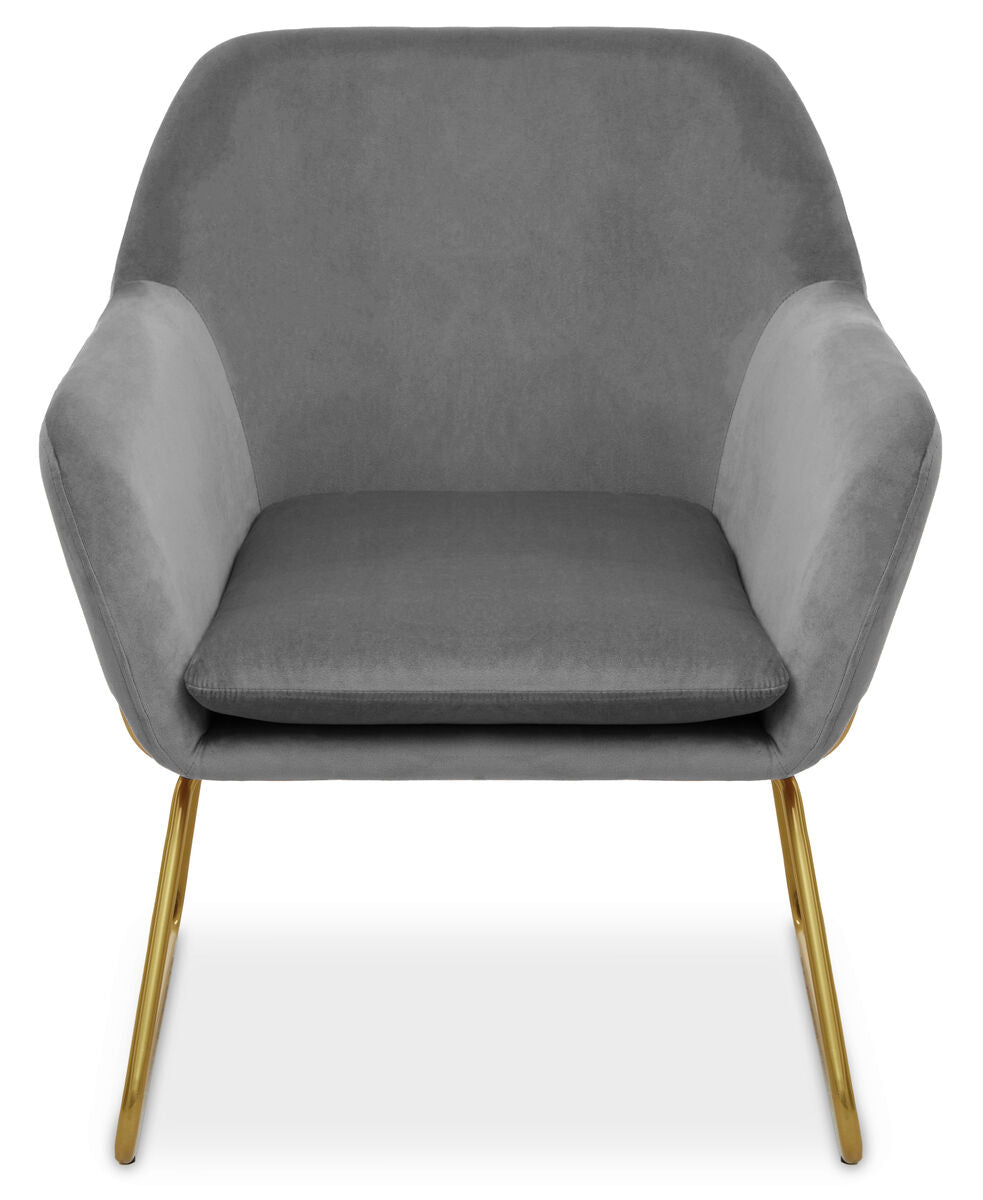 Xander Grey Velvet Accent Chair with Gold Finish Base