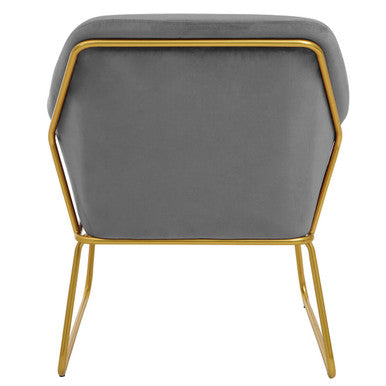 Xander Grey Velvet Accent Chair with Gold Finish Base