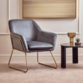Xander Grey Velvet Accent Chair with Gold Finish Base