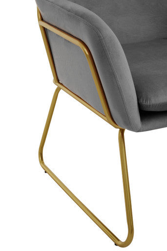 Xander Grey Velvet Accent Chair with Gold Finish Base