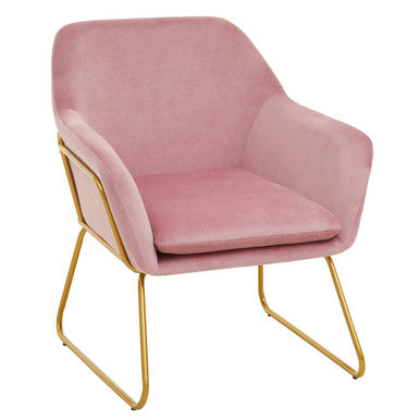 Xander Pink Velvet Accent Chair with Gold Finish Base