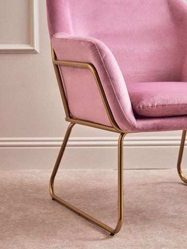 Xander Pink Velvet Accent Chair with Gold Finish Base