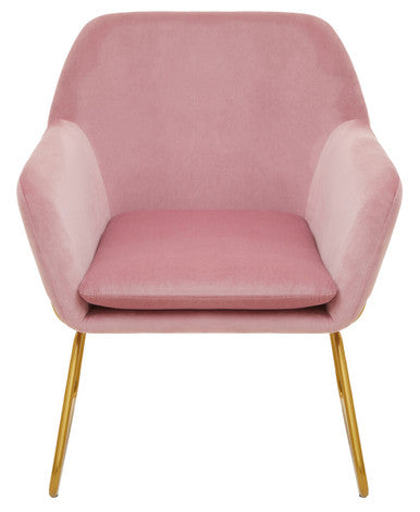 Xander Pink Velvet Accent Chair with Gold Finish Base