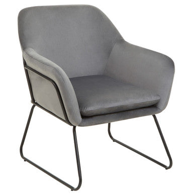 Xander Grey Velvet Accent Chair with Smooth Finish