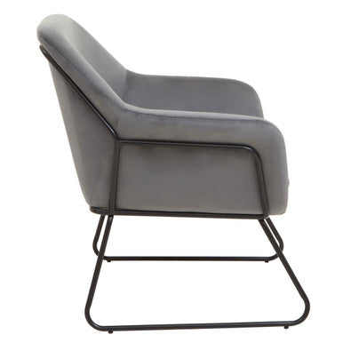 Xander Grey Velvet Accent Chair with Smooth Finish