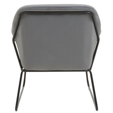 Xander Grey Velvet Accent Chair with Smooth Finish