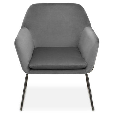 Xander Grey Velvet Accent Chair with Smooth Finish