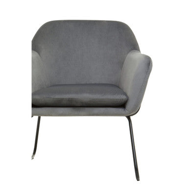Xander Grey Velvet Accent Chair with Smooth Finish
