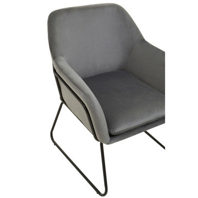 Xander Grey Velvet Accent Chair with Smooth Finish