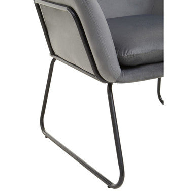 Xander Grey Velvet Accent Chair with Smooth Finish