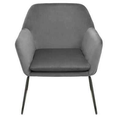 Xander Grey Velvet Accent Chair with Smooth Finish