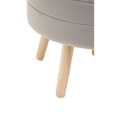 Ivy Mink Velvet Storage Stool with Wooden Legs