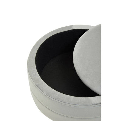 Ivy Grey Velvet Storage Stool with Wooden Legs