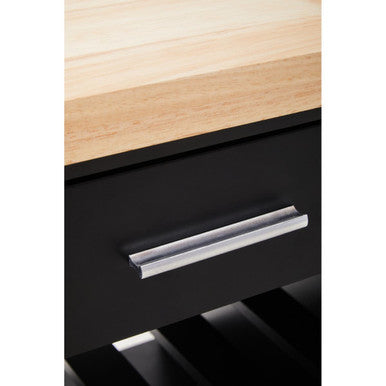Black Kitchen Trolley with Drawer and Cabinet, Frankfurt