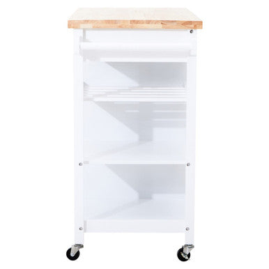 White Kitchen Trolley with Drawer and Cabinet, Frankfurt
