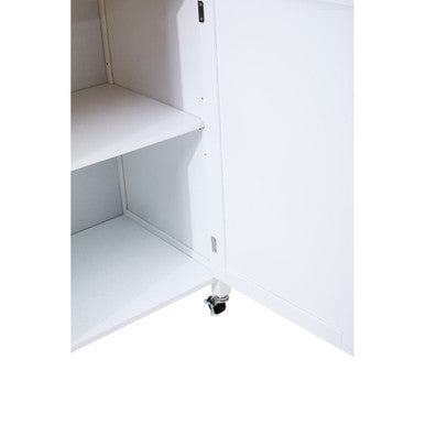 White Kitchen Trolley with Drawer and Cabinet, Frankfurt