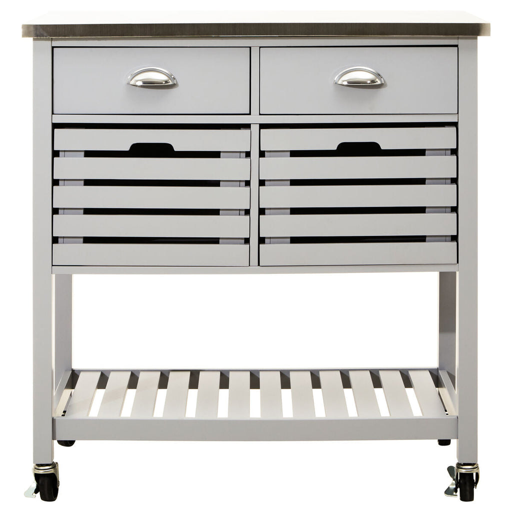 Grey Kitchen Trolley with Stainless Steel Top | Frankfurt