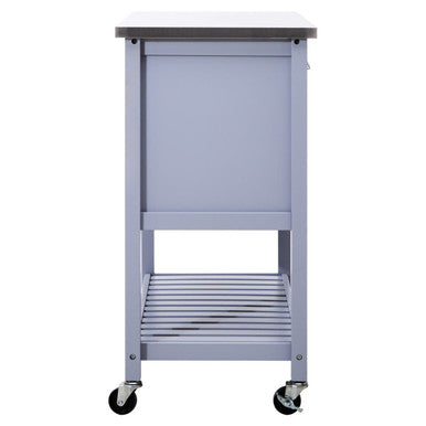 Grey Kitchen Trolley with Stainless Steel Top, Frankfurt