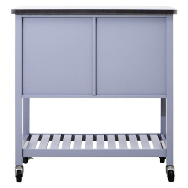 Grey Kitchen Trolley with Stainless Steel Top, Frankfurt