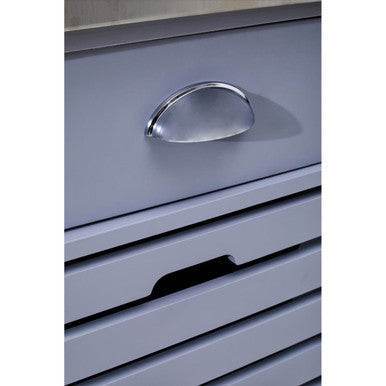 Grey Kitchen Trolley with Stainless Steel Top, Frankfurt