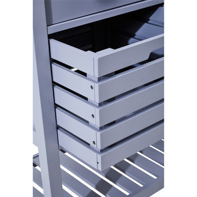 Grey Kitchen Trolley with Stainless Steel Top, Frankfurt