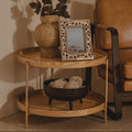 Natural Wood Veneer Round Two-Tier Side Table | Viborg