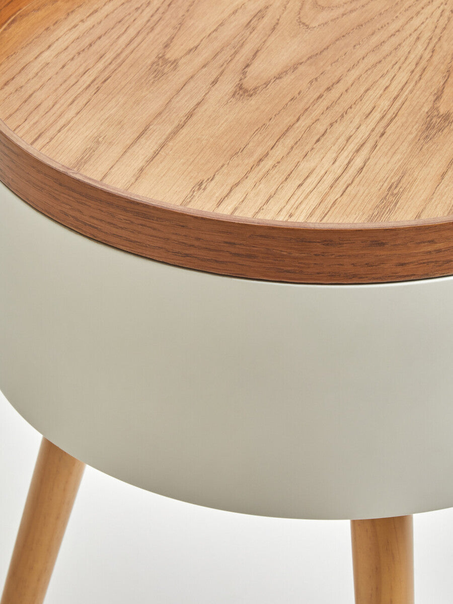 White Storage Round Side Table, Viborg