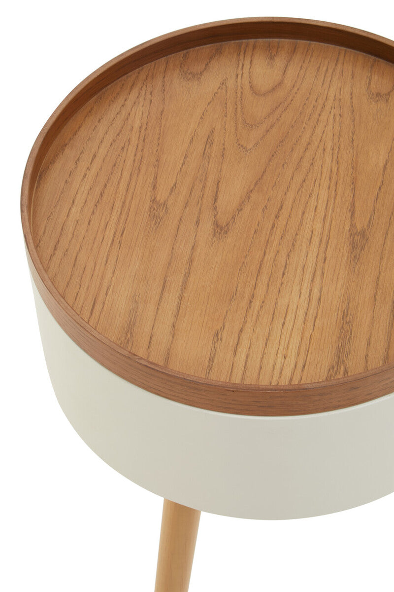 White Storage Round Side Table, Viborg