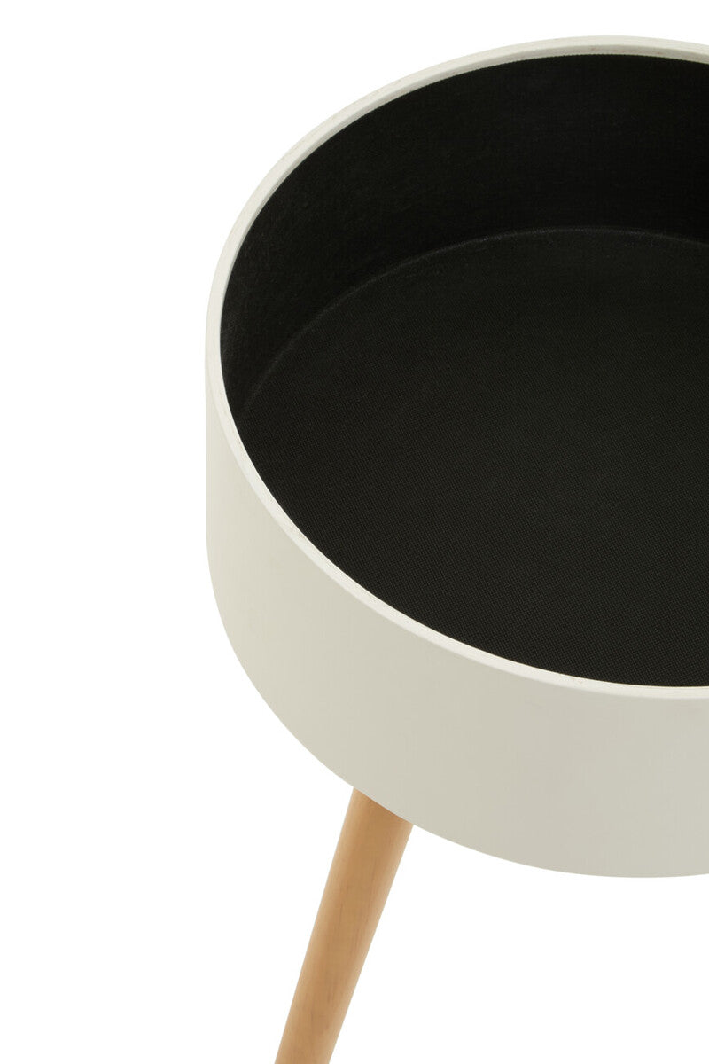 White Storage Round Side Table, Viborg