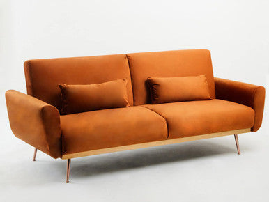 Burnt Orange Velvet Sofa Bed, Hatton