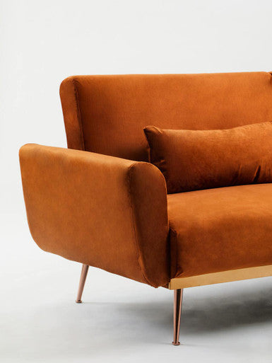 Burnt Orange Velvet Sofa Bed, Hatton