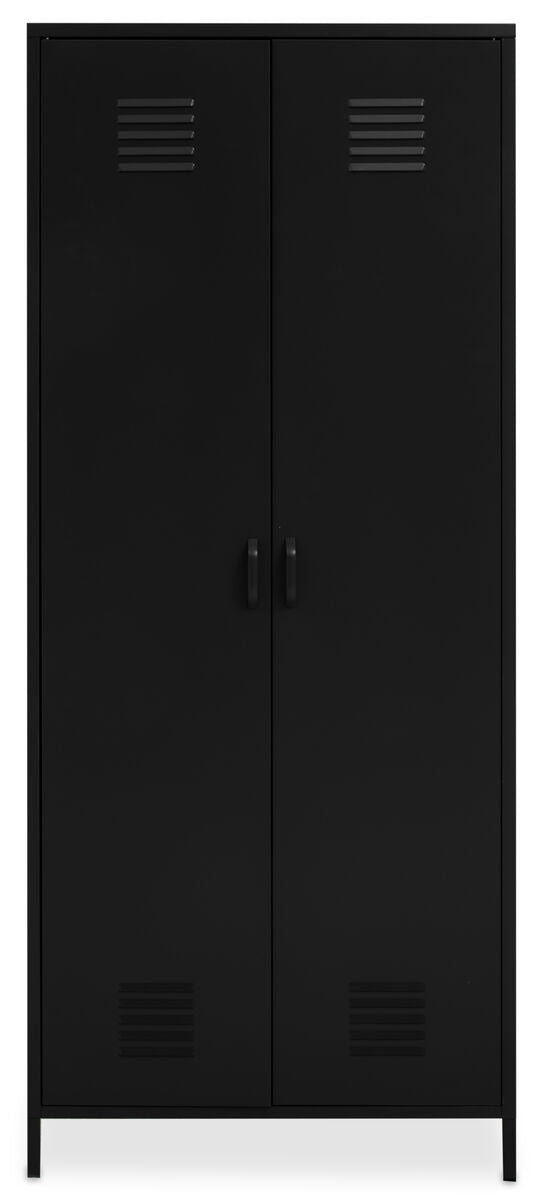 Academy Black Metal Two Door Locker Style Wardrobe with Hanging Rail