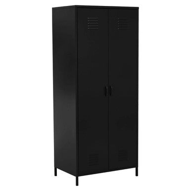 Academy Black Metal Two Door Locker Style Wardrobe with Hanging Rail