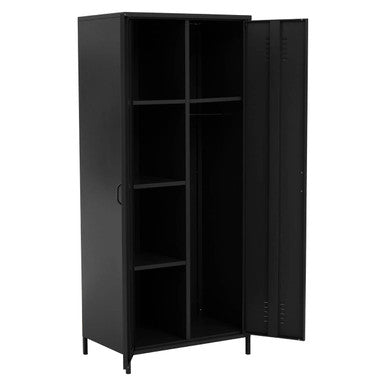 Academy Black Metal Two Door Locker Style Wardrobe with Hanging Rail