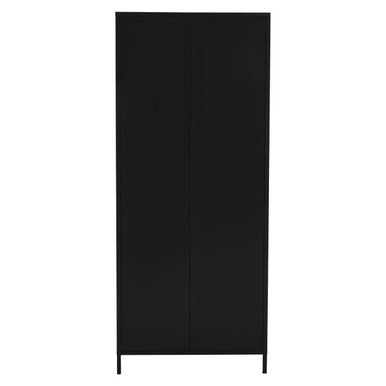 Academy Black Metal Two Door Locker Style Wardrobe with Hanging Rail