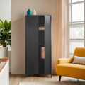 Academy Black Metal Two Door Locker Style Wardrobe with Hanging Rail