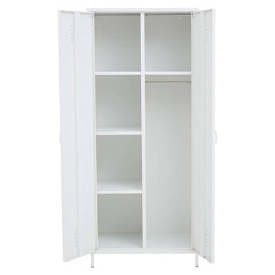Academy White Metal Two Door Locker Style Wardrobe with Hanging Rail