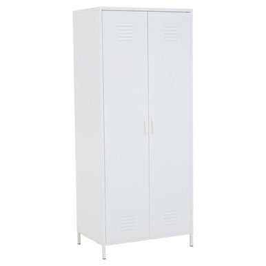 Academy White Metal Two Door Locker Style Wardrobe with Hanging Rail