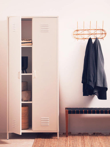 Academy White Metal Two Door Locker Style Wardrobe with Hanging Rail