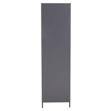 Academy Grey Metal Two Door Locker Style Wardrobe with Hanging Rail