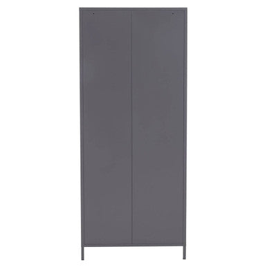 Academy Grey Metal Two Door Locker Style Wardrobe with Hanging Rail