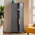 Academy Grey Metal Two Door Locker Style Wardrobe with Hanging Rail