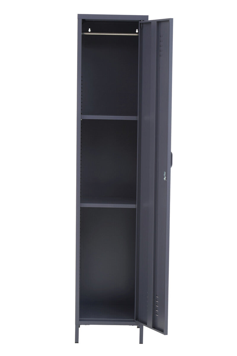 Academy Grey Metal Tall One Door Locker with Adjustable Shelves