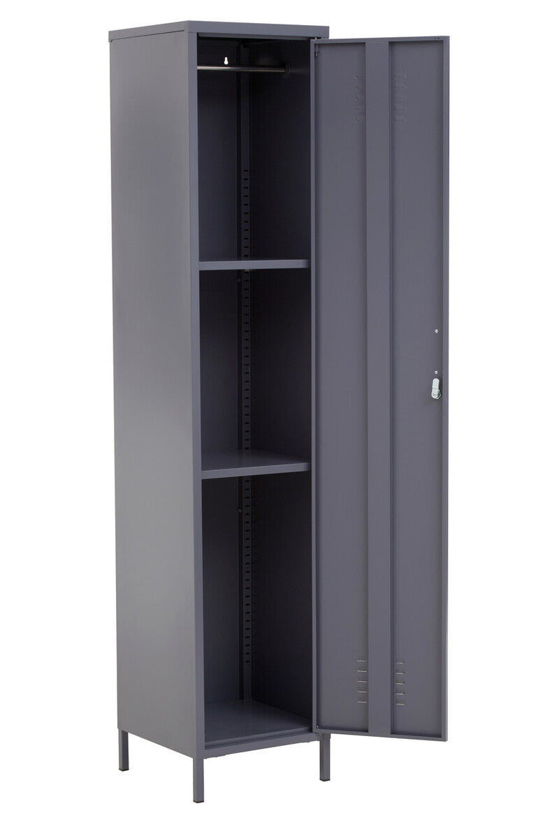 Academy Grey Metal Tall One Door Locker with Adjustable Shelves
