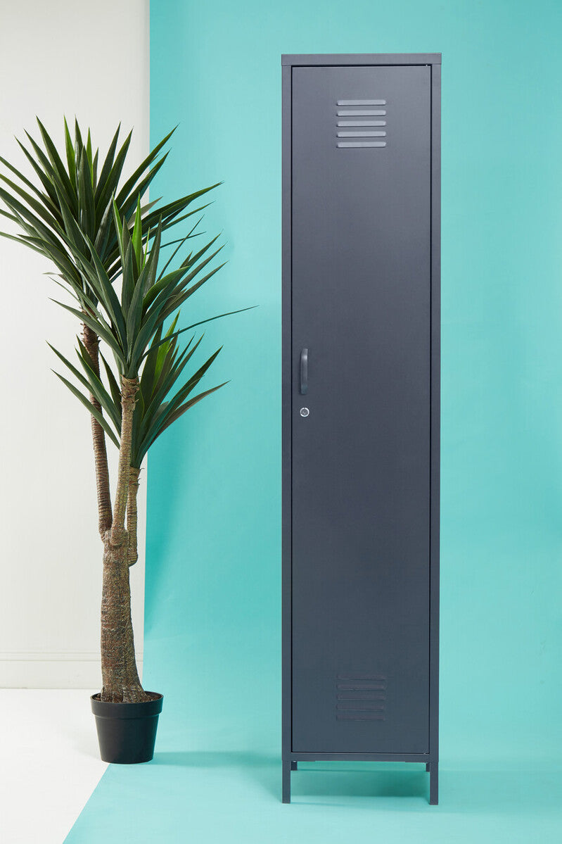 Academy Grey Metal Tall One Door Locker with Adjustable Shelves