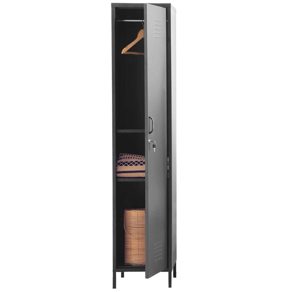 Academy Grey Metal Tall One Door Locker with Adjustable Shelves